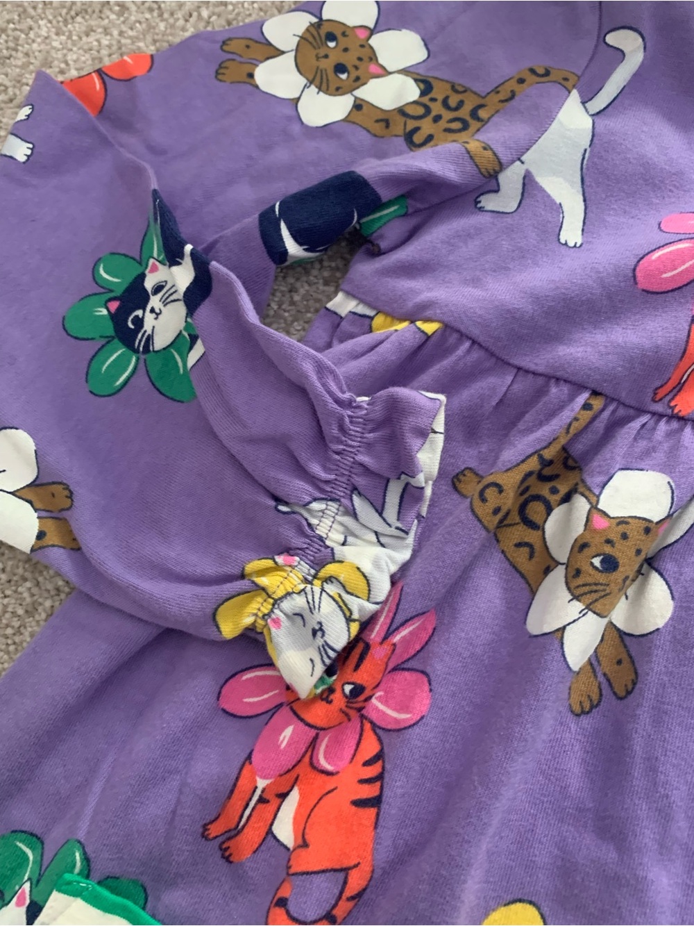 NWT! Mini Boden Purple Floral Kitty Dress with Striped Pockets - Picture 3 of 3